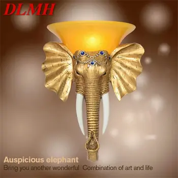 DLMH Современный настенный светильник Elephant Интерьерные светодиодные креативные Европейские бра из смолы и золота для дома, гостиной, коридора