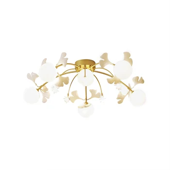 Потолочный светильник из стекла Гинкго, современный минималистичный белый керамический потолочный светильник для спальни, гостиной
