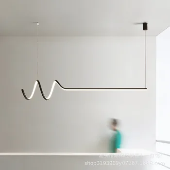 Дизайнерская Ресторанная Люстра В скандинавском минималистичном датском баре Обеденный стол Креативная светодиодная лента из одного слова Современная простота