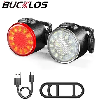 Велосипедный фонарь BUCKLOS, фара для ночной езды, задний фонарь для велосипеда, Светодиодная лампа для подседельного штыря, USB, Передние задние фонари для шоссейного велоспорта