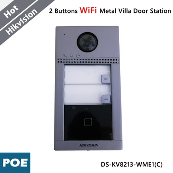 Hikvision 2 Кнопки Wifi Металлическая Дверная станция Виллы DS-KV8213-WME1 (C) Внутренний Считыватель карт Mifare Внутренняя Станция Контроля доступа