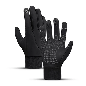 1 пара водонепроницаемых ветрозащитных теплых эластичных перчаток на запястье для мужчин и женщин, нескользящие для зимы, удобные для катания на лыжах, катания на коньках, рыбалки