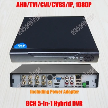 8-Канальная 5-В-1 HD IP AHD TVI CVI CVBS Аналоговая камера 960H HVR 1080P 4MP 3MP 2MP Гибридный видеорегистратор P2P Аудио ONVIF HDMI-совместимый 1x жесткий диск
