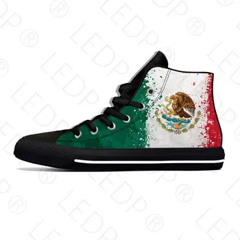 Мексика Мексиканский Флаг Патриотическая Крутая Мода Забавная Повседневная Тканевая Обувь С Высоким Берцем Легкие Дышащие Мужские И Женские Кроссовки С 3D Принтом