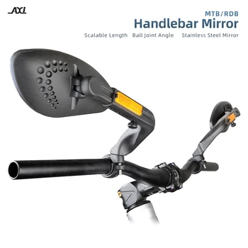 Велосипед AXI Зеркало заднего вида из нержавеющей стали Вращающееся на 360 ° Зеркало с выдвижной регулируемой ручкой Защитное зеркало