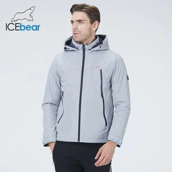 ICEbear 2023 новая осенняя мужская короткая хлопчатобумажная куртка весеннее модное мужское высококачественное пальто с капюшоном брендовая одежда MWC21610D