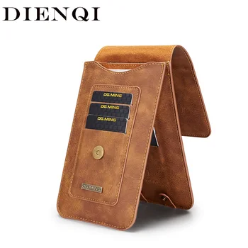 Длинный кошелек из натуральной кожи DIENQI, держатель для карт большой емкости из воловьей кожи, Двойная сумка для денег, роскошные винтажные тонкие Волшебные кошельки для мужчин