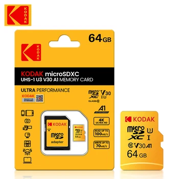 Оригинальная Карта Kodak C10 Micro SD Card 64 ГБ Высокоскоростная Карта Памяти A1 Класса 10 SD TF Карта С SD Адаптером Бесплатная Доставка