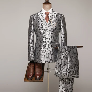 Мужские костюмы (пиджак + брюки) Последние разработки, бежевые смокинги для жениха, 2 предмета, свадебный, выпускной ужин, итальянский мужской костюм, блейзер