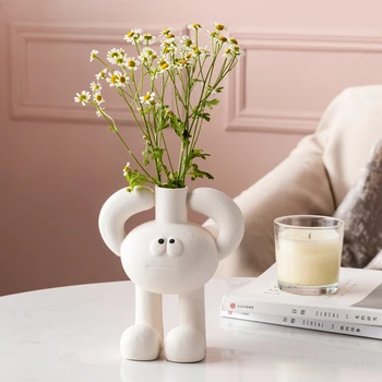 Кукольные вазы GIEMZA, милая игрушечная фигурка для растений, Слюнявые аниме-украшения, Большеглазые цветы, Белый декор для гостиной