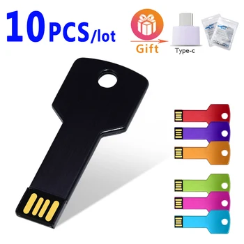 Настроить Логотип USB Pen Drive 10 шт./лот Металлический Ключ Memory Stick 4 ГБ 8 ГБ 16 ГБ 32 ГБ 64 ГБ USB 2.0 Флэш-накопитель Pendrive Cle USB Диск