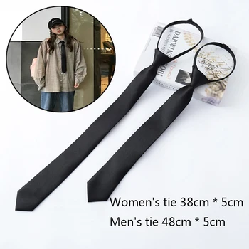 Черный галстук-молния, ретро-узкая версия, мужской и женский галстук швейцара, женский галстук-бабочка в опрятном стиле, аксессуары для галстуков без узлов, 5 см