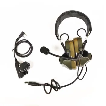 Силиконовые наушники TAC-SKY COMTAC II с шумоподавлением для слуха, военно-тактическая гарнитура DE + U94 Kenwood plug PTT