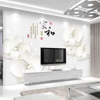 Beibehang Пользовательские обои фотообои 3D белый цветок дома и богатый ТВ фон стены современные минималистичные обои с цветами лилии