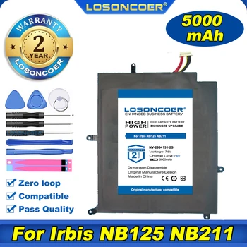 100% Оригинальный LOSONCOER 5000 мАч Сменный Аккумулятор Для Irbis NB125 NB211 12,5 