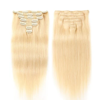 JF Hair Перуанская Прямая Заколка Для Наращивания Человеческих Волос # 613 Цвет 7 шт./компл. Заколки-вставки Remy Hair Full Head Sets Поставляются Бесплатно
