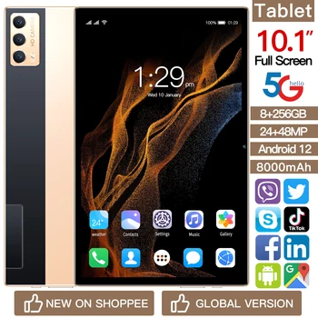 Глобальная версия Android 12 8G + 256GB 5G Call Phone 10,1 Дюймов 2023 Новая Вкладка WiFi Планшетный ПК С Двумя SIM-картами Планшет для подарков