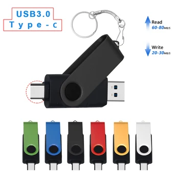 OTG USB флэш-накопитель Type C Pen Drive 512 ГБ 256 ГБ 128 ГБ 64 ГБ 32 ГБ USB-накопитель 3.0 Флешка для устройства Type-C (черный и цветной)