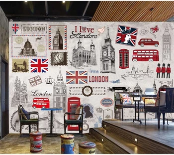 wellyu Индивидуальные большие фрески модное украшение дома ретро ностальгический британский европейский KTV бар кофейный фон стены