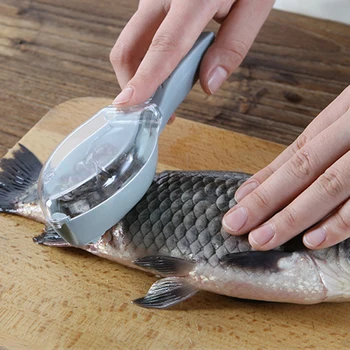 Пластиковый скребок для рыбной чешуи с крышкой, щетка для рыбных чешуек, Нож для чистки рыбы, терка, скалер, легко моющиеся Кухонные инструменты, гаджеты 16 * 5,5 см