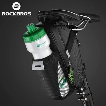 ROCKBROS Непромокаемый велосипед, задняя сумка для велосипеда с карманом для бутылки с водой, заднее сиденье велосипеда, седельная сумка, Светоотражающий чехол, аксессуары для велосипеда
