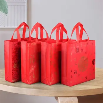 Весенний фестиваль Нетканая ткань Красный Символ Фу Китайские Новогодние принадлежности Упаковочные пакеты Подарочная коробка Упаковка Подарочный пакет